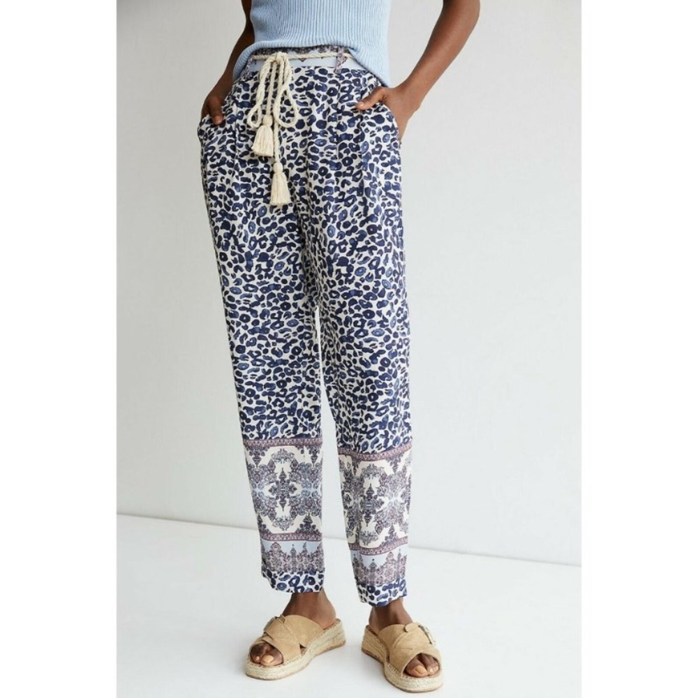 NWT Ollari Tasseled Tapered Trouser Blue